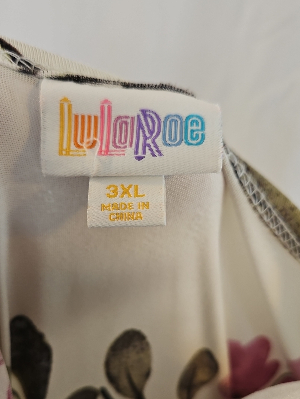 LuLaRoe Cream Tank Dress with Pink & Olive Floral Print Side Pockets Size 3XL - Picture 8 of 9